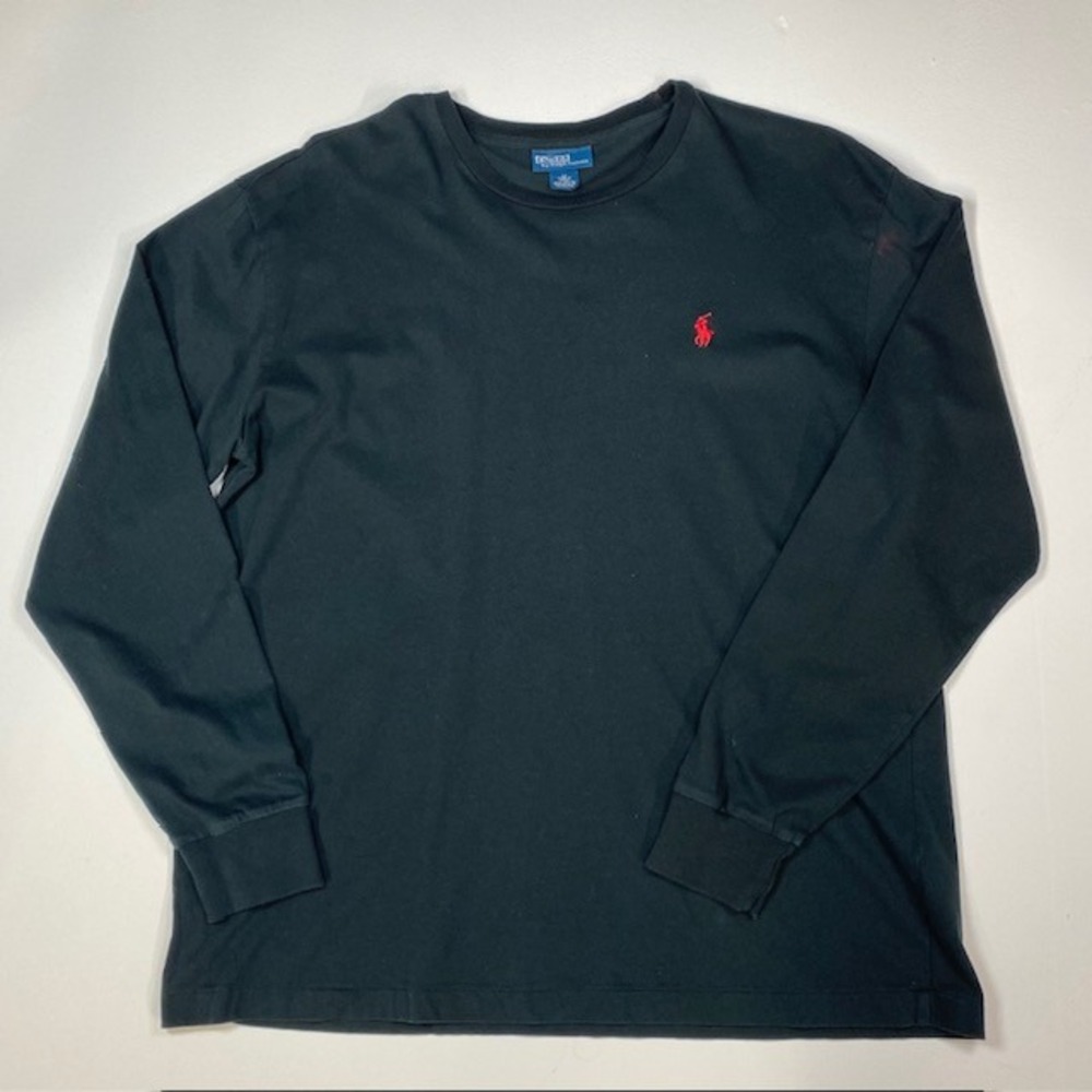 Polo by Ralph Lauren Long Sleeve‎ T-Shirt Red Logo Black Mens Size M